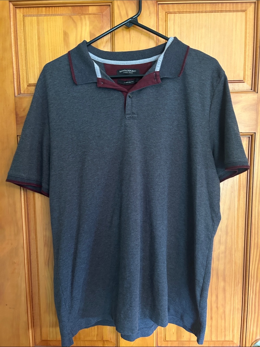 Banana Republic Gray Polo with Maroon Trim